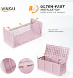 VINGLI 75 Gallon Collapsible Outdoor Storage Box, Simple-to-assemble Plastic Storage Containers with Lid, Patio Deck Box Furniture for Garden, Pool, Balcony, Yard (Pink) - Image 2