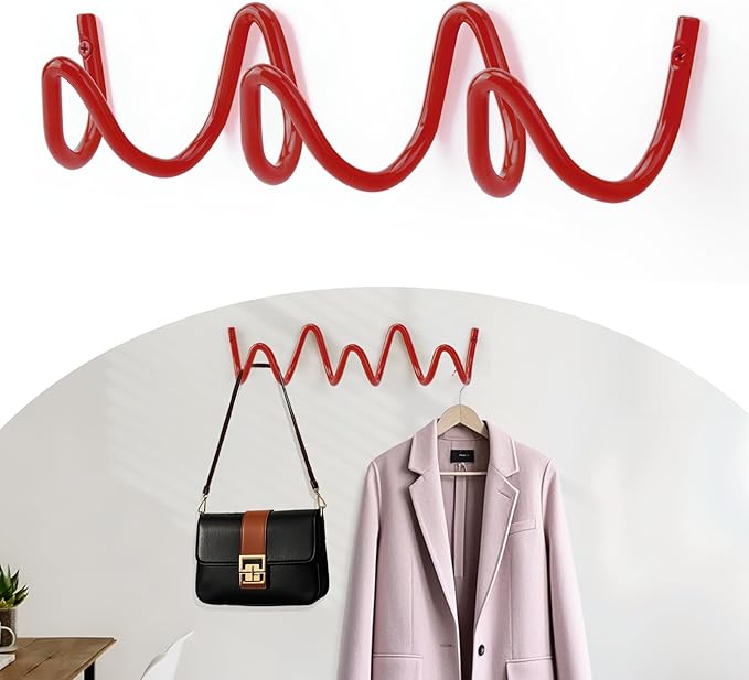 Coat Rack Wall Mount, Creative Wave Wall Hooks 20KG Capacity, Easy Installation by Bumtosc