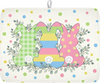 Easter Bunny Dish Drying Mat for Kitchen Counter Cute Rabbit Colorful Polka by Kawani