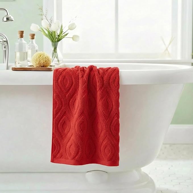 Artoid Mode 1 Pc Red 3D Diamond Grid Jacquard Hand Towels - Image 4