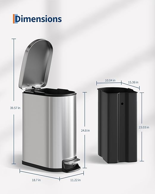 Garvee 13 gal / 50 L Stainless Steel Kitchen Trash Can - Image 5