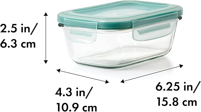 OXO Good Grips 1.6 Cup Smart Seal Leakproof Glass Rectangle Airtight Food - Image 2