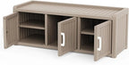 3 Doors Shoe Bench, Waterproof & UV-Resistant, Resin Shoe Cabinet Indoor & Outdoor Use, Entryway Bench with Adjustable Shelves & Hidden Storage Space for Bedroom, Hallway, Grey - Image 9