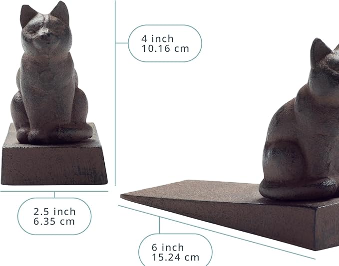 Comfify Vintage Cast Iron Cat Door Stop – One Decorative Wedge - Image 3
