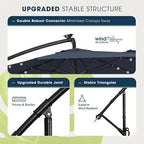 wikiwiki 10ft Solar LED Patio Umbrella with Base Included, Offset Umbrella with Weighted Sandbag Base, Cantilever Patio Umbrella for Backyard, Garden & Deck, 32 LED Lights & Polyester Shade, Navy Blue - Image 7