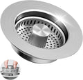 3 in 1 Kitchen Sink Drain Strainer & Sink Stopper, 304 Stainless Steel Pop Up by GGV