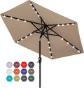 ABCCANOPY Durable Solar Led Patio Umbrellas with 24LED Lights 7.5FT with 6 Sturdy Ribs (Tan) by ABCCANOPY