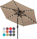 ABCCANOPY Durable Solar Led Patio Umbrellas with 24LED Lights 7.5FT with 6 Sturdy Ribs (Tan) by ABCCANOPY