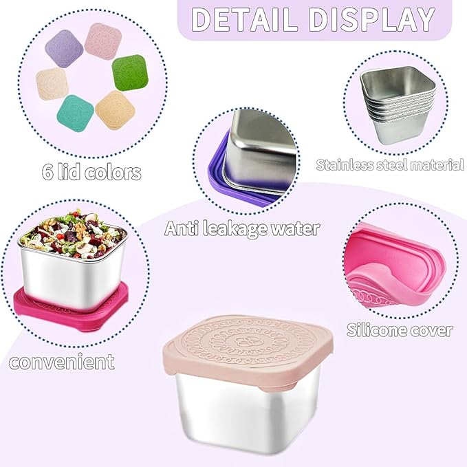 6Pack Stainless Steel Snack Containers - Image 3