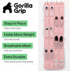 GORILLA GRIP Over the Door Shoe Organizer, 24 Large Breathable Mesh Pockets - Image 2