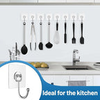 Adhesive Hooks Heavy Duty 44lb, Rustproof Wall Hooks - Image 3