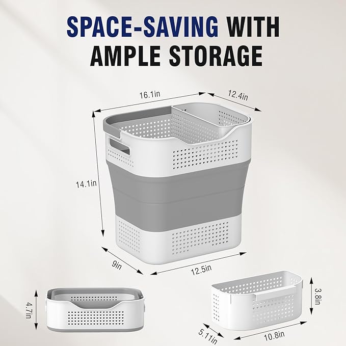 TECHMILLY Collapsible Plastic Laundry Basket Hamper - Image 5