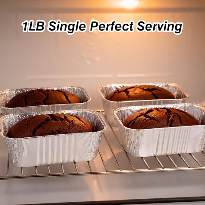 50 Pack 1Lb Mini Loaf Pans, 6” x 3.5” x 2” Foil Disposable Loaf Pans, Aluminum - Image 5