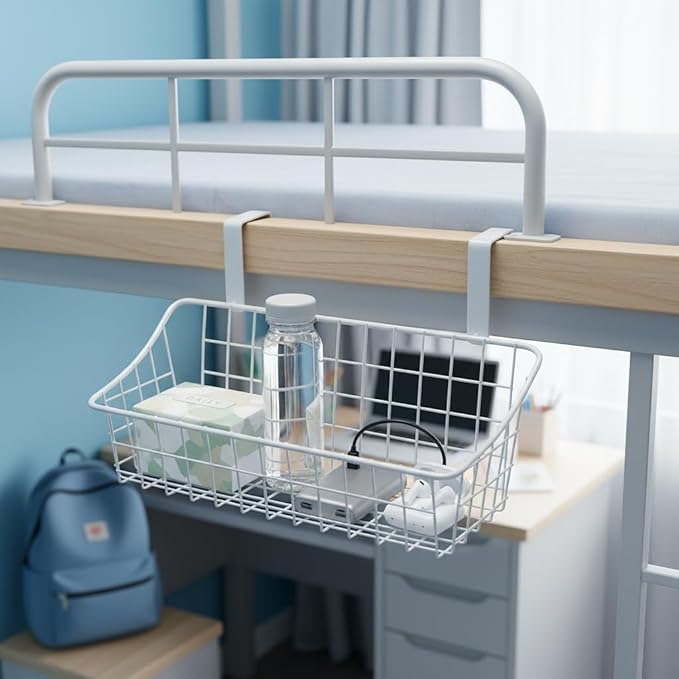 LeleCAT White Basket with hook Grid Storage Basket, Hang it behind a door or on - Image 5