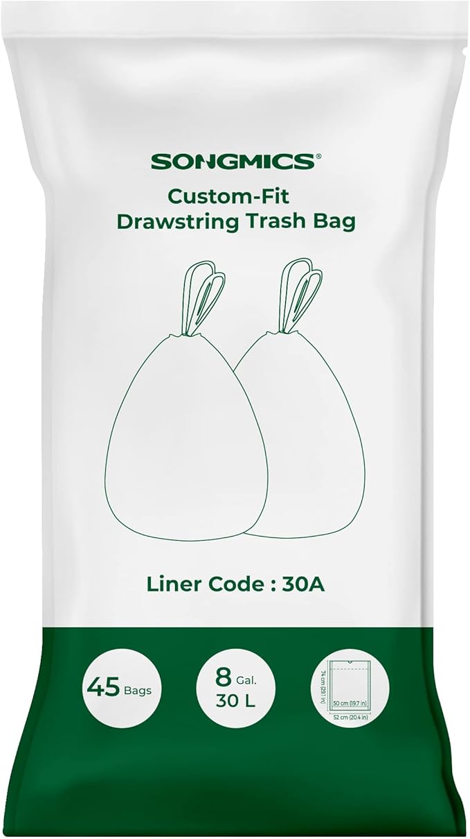 SONGMICS Trash Bags for 8-Gallon Trash Cans, Drawstring Kitchen Garbage Bags - Image 9