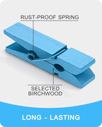 Blue Clothes Pins for Baby Shower, Mini Wooden Clothespins 1.4 Inch 50 PCS - Image 6