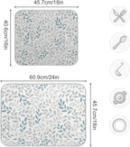 Grey and Blue Leaves branches Dish Drying Mat 16x18 - Image 3