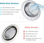 Kitchen Sink Drain Strainer 6 Pack Stainless Steel Sink Stopper, Anti-Clogging - Image 2