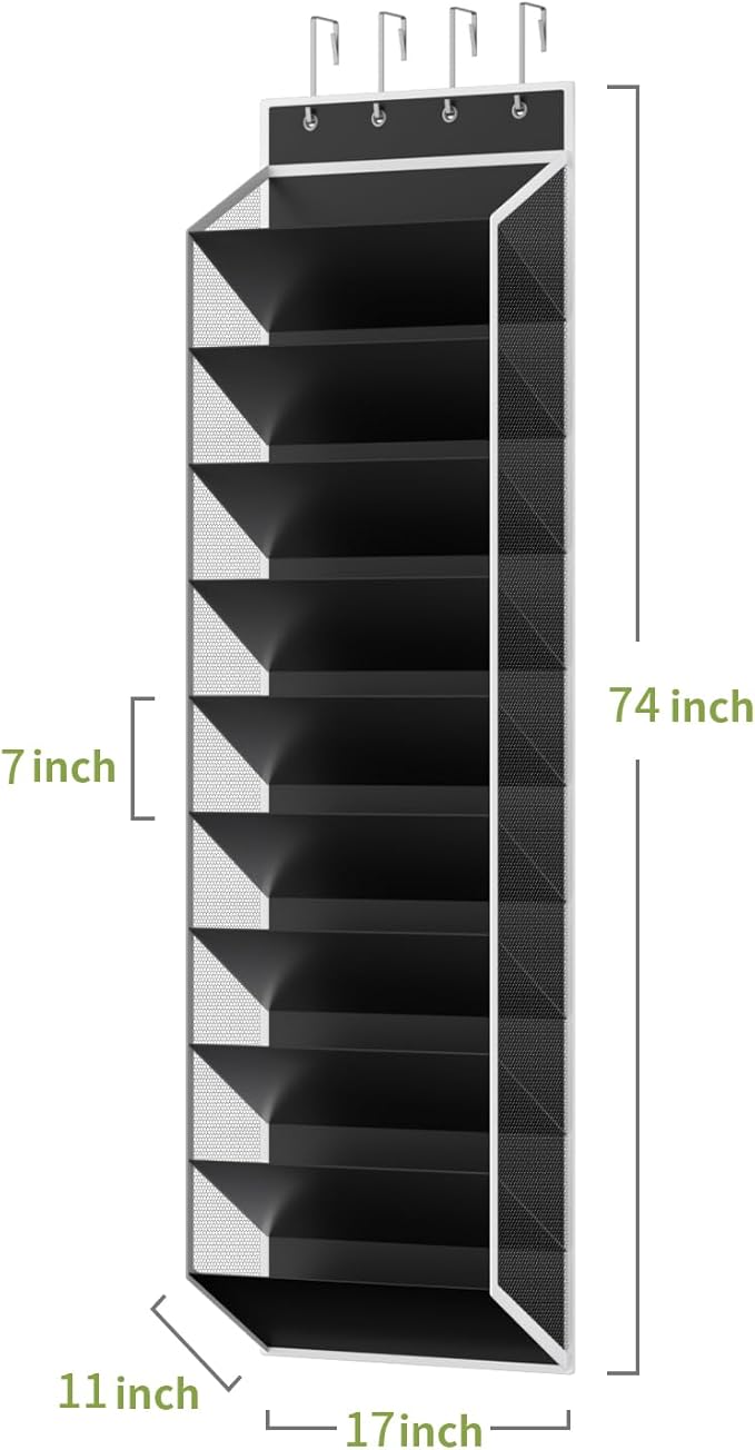 KEEPJOY 10 Tiers Mesh Over Door Shoe Organizer Storage, Hanging Shoe Holder - Image 3