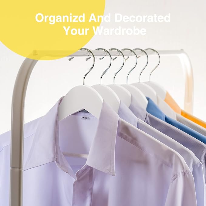 White Wooden Hangers 30 Pack Slim Coat Hangers - Image 4