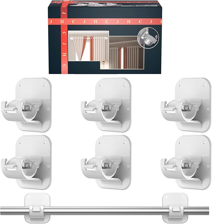 Adhesive Curtain Rods No Drilling Holder, No Drill Curtain Rod Brackets by Unknown