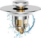 Universal 2 in 1 Bathroom Sink Stopper, Pop Up Bathroom Sink Drain Strainer by MUAIOLAUS