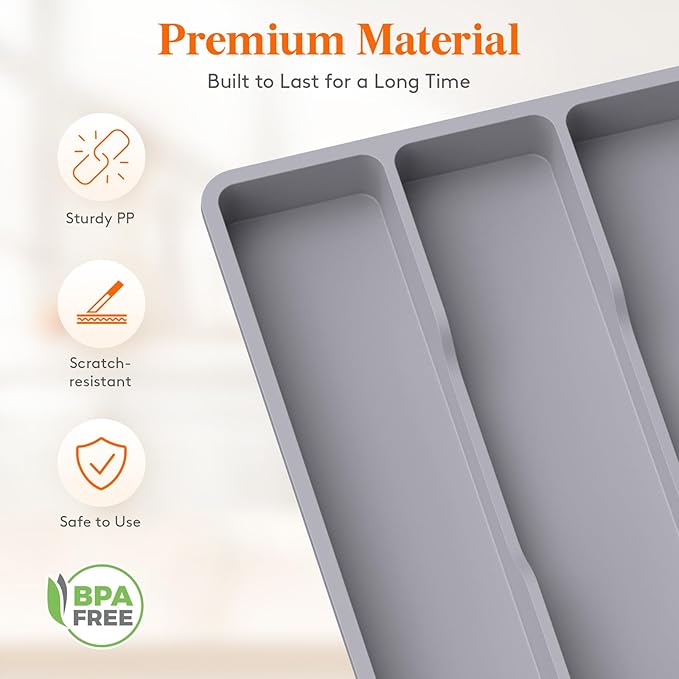 Lifewit Utensil Organizer for Kitchen Drawer, Expandable Cooking Silverware Tray - Image 5