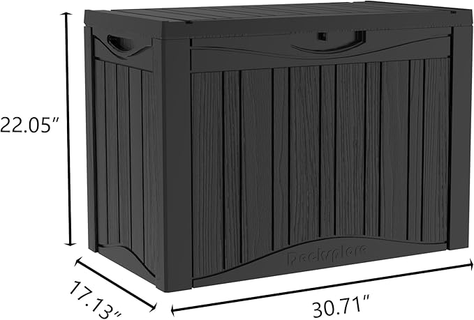 TARKARI 50 Gallon Lockable Resin Deck Box, Waterproof & UV-Resistant Outdoor Storage Box for Outdoor Cushion Storage, Garden Tools & Pool Accessories Storage, Black - Image 2