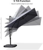 PURPLE LEAF 8.2' X 11.5' Tilting Patio Umbrella with Base Outdoor Cantilever Swivel Rectangle Umbrella Offset Umbrella with 360-degree Rotation for Garden Deck Pool Patio Light Grey - Image 8