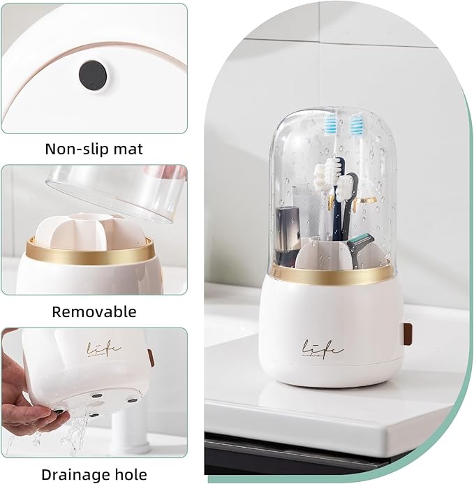 Toothbrush Holders for Bathrooms, Rotating 7 Slots Electric Toothbrush Holders - Image 3