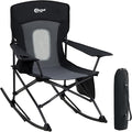 Portal Outdoor Rocking Chair Camping Folding Portable Rocker with Cup Holder Side Pocket Carry Bag, Support 350LBS (Mesh Black) by PORTAL