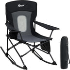 Portal Outdoor Rocking Chair Camping Folding Portable Rocker with Cup Holder Side Pocket Carry Bag, Support 350LBS (Mesh Black) by PORTAL
