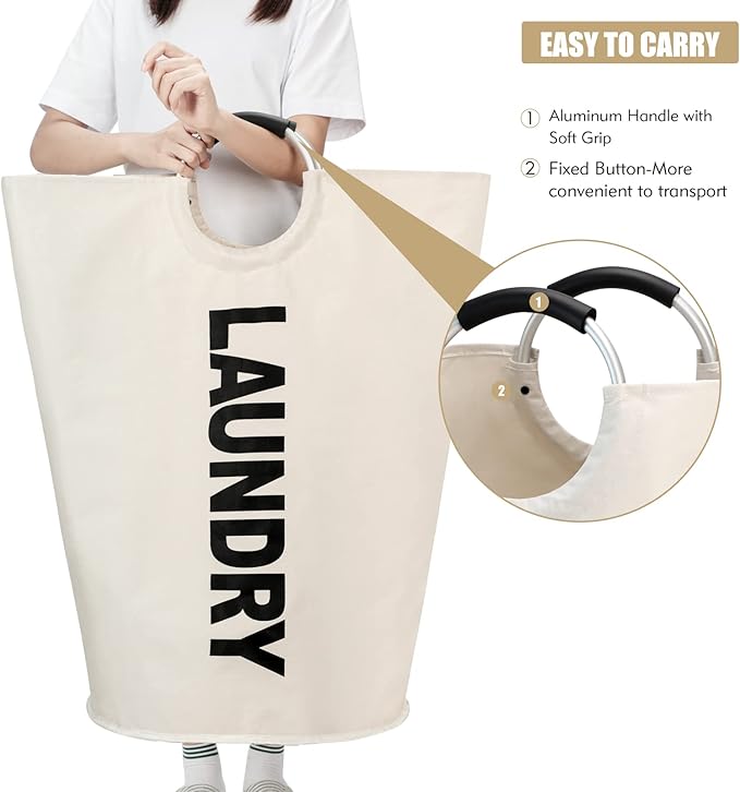 125L X-Large Laundry Basket, Freestanding Tall Clothes Hamper, Collapsible - Image 5