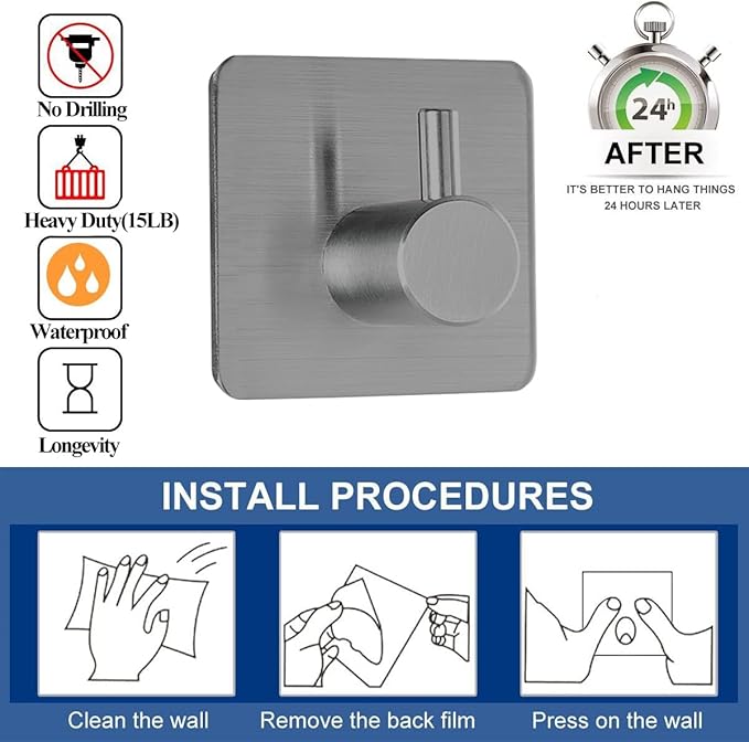 Adhesive Hooks Towel Hanger Wall Hooks - Image 3