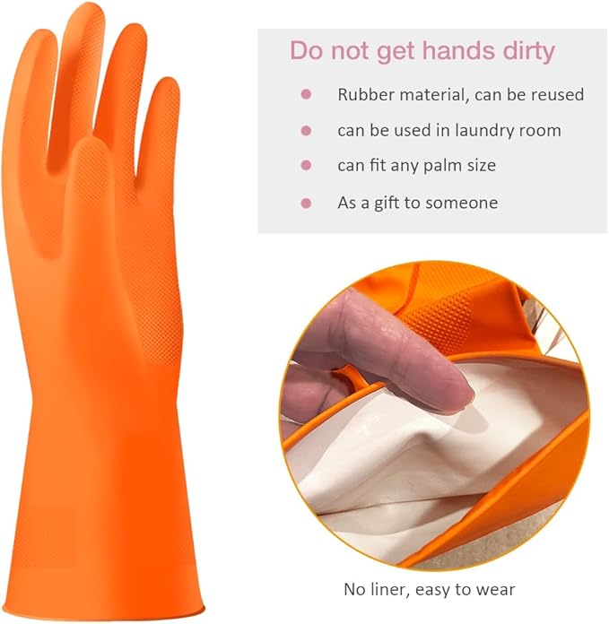 Alimat PluS 3 Colors Rubber Dishwashing Gloves Without Liner, Reusable Cleaning - Image 4