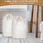 Canvas Laundry Bags with Handles & Square Base13.8"Lx13.8"Wx27.6"H, Large Heavy - Image 7