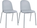 2xhome Set of 2 Modern Stackable Armless Dining Chairs, Plastic Shell Seat with Upholstered PU Leather CushionPadded Seat Metal Legs for Home Kitchen Patio Cafe, Gray by 2xhome