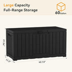 NEWBULIG 60 Gallon Deck Box, Waterproof Outdoor Storage Box with Lockable Lid, Patio Furniture Bench & Side Table, Outside Storage Container, Tool-Free Assembly, for Garden, Pool, Black - Image 2