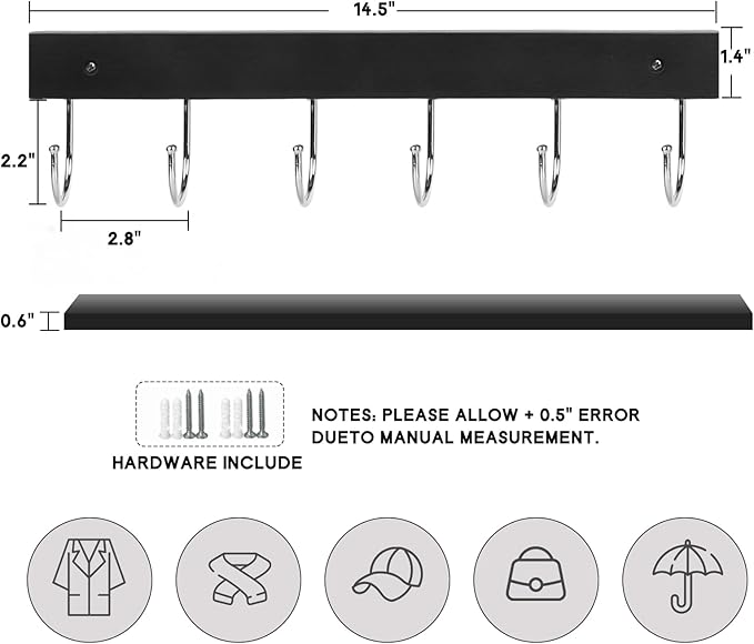 2 Pack Coat Rack Wall Mount - Image 7