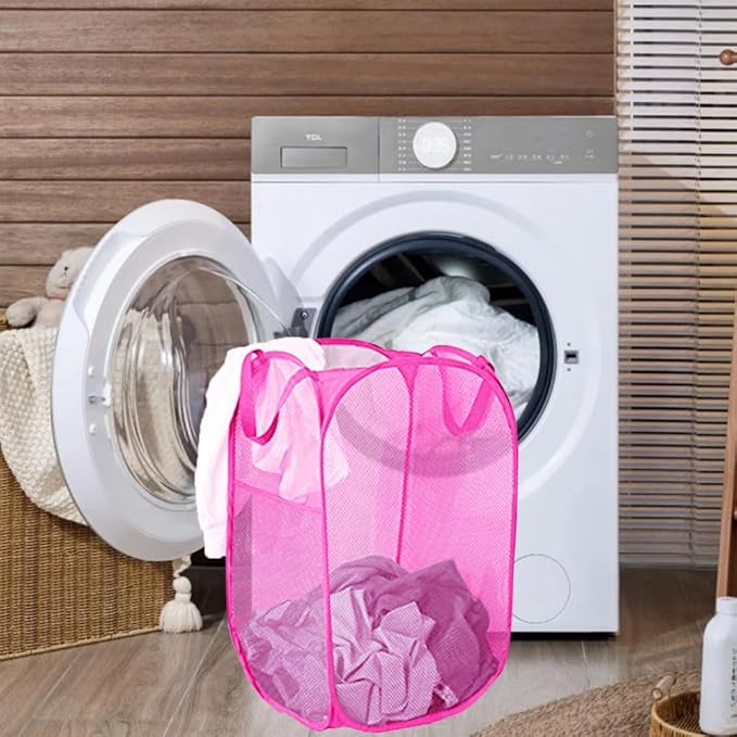 Pop Up Laundry Hamper, Portable Mesh Laundry Basket, Collapsible Clothes - Image 3