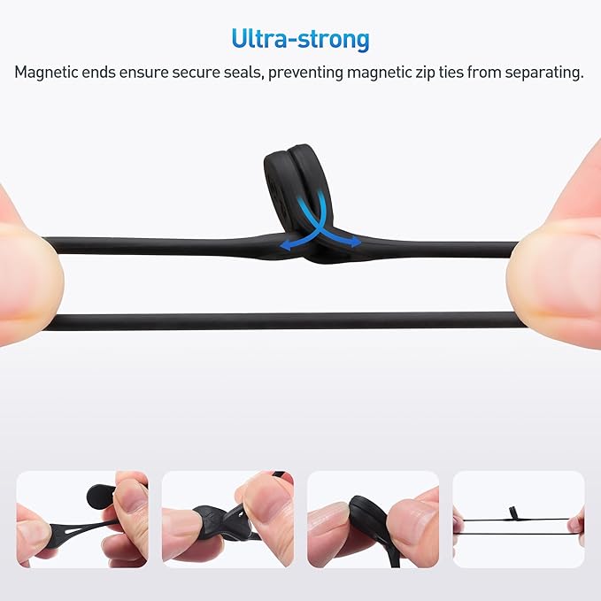 Cable Matters 10-Pack Ultra Strong Silicone Magnetic Cable Ties, Magnetic Cord - Image 2