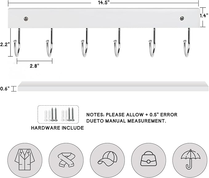 2 Pack Coat Rack Wall Mount - Image 7