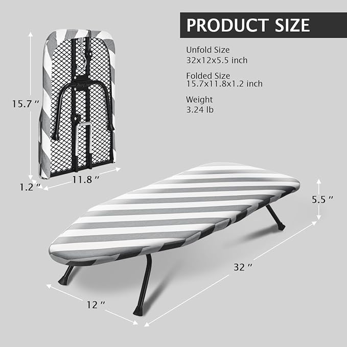SheeChung Small Ironing Board 12"x32" Foldable Ironing Board - Image 2