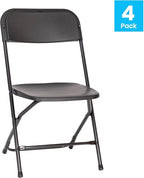 Flash Furniture Hercules Series Big & Tall Stackable Plastic Folding Chairs, Extra Wide Commercial Event Seats, Set of 4, Black - Image 5