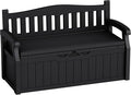 80-Gallon Outdoor Storage Bench with Cushion, Lockable Waterproof Deck Box with Armrests for Patio, Garden, Pool, Black by Acurax