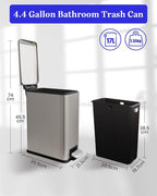 Bathroom Trash Can with Lid, 16.7L/ 4.4 Gallon Trash Can with Removable Inner - Image 2