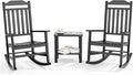 3 Piece Outdoor Rocking Bistro Set, Rocking Chairs Outdoor Furniture, Resin Waterproof Sun-Proof Patio Furniture Set for Garden, Pool, Backyard（3, Black） by GYMHILL