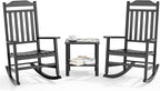 3 Piece Outdoor Rocking Bistro Set, Rocking Chairs Outdoor Furniture, Resin Waterproof Sun-Proof Patio Furniture Set for Garden, Pool, Backyard（3, Black） by GYMHILL