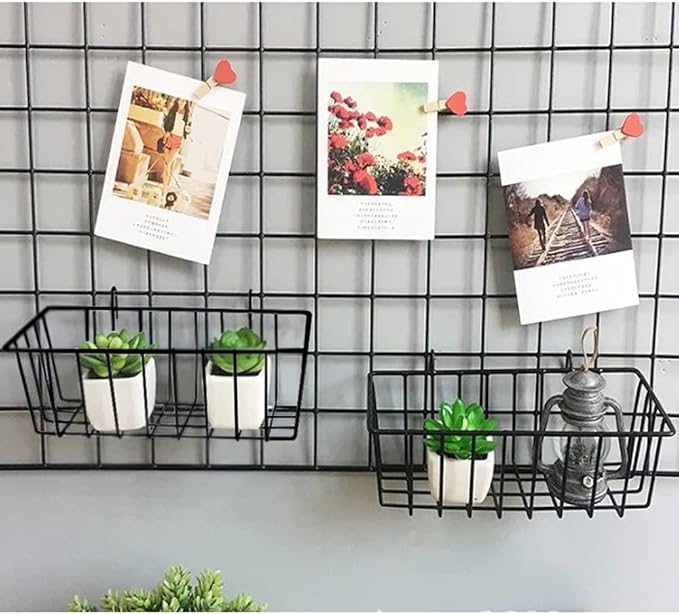 3 Pack Wire Baskets, Wall Grid Panel Hanging Wire Basket, Wall Storage and - Image 7