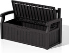 Patiowell 75 Gallon Plastic Storage Bench, Water-Resistant Deck Box for Patio Furniture, Garden Tools, Pool Storage and Outdoor Cushions, Black - Image 7